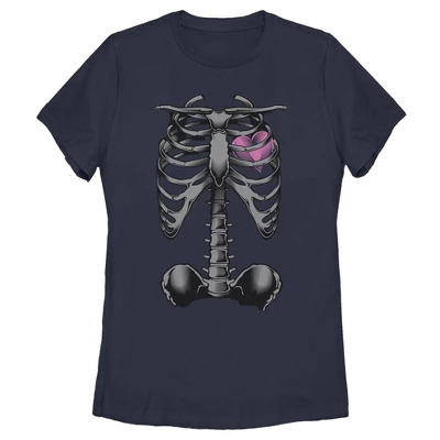 Women's Lost Gods Halloween Skeleton Rib Cage Heart T-Shirt 4 Women's Lost Gods Halloween Skeleton Rib Cage Heart T-Shirt - Image 4