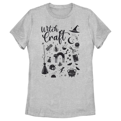 Women's Lost Gods Halloween Witchcraft Necessities Black And White T-Shirt 3 Women's Lost Gods Halloween Witchcraft Necessities Black And White T-Shirt - Image 3