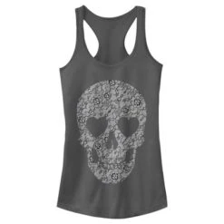 Junior's Lost Gods Lace Print Heart Skull Racerback Tank Top -Wear for all Store GUEST 3aa3eb85 0a88 4859 9029 f132433aeb9d