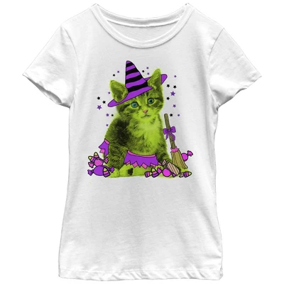Girl's Lost Gods Halloween Kitten Witch And Candy T-Shirt 3 Girl's Lost Gods Halloween Kitten Witch And Candy T-Shirt - Image 3