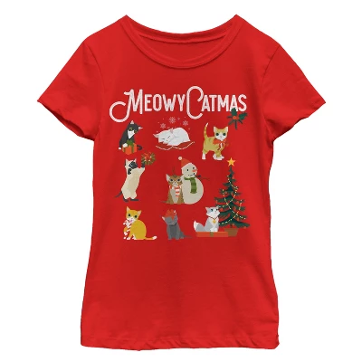 Girl's Lost Gods Christmas Cat Collage T-Shirt 3 Girl's Lost Gods Christmas Cat Collage T-Shirt - Image 3