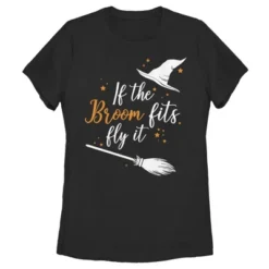 Women's Lost Gods Halloween If The Broom Fits Fly It T-Shirt -Wear for all Store GUEST 46c45e53 a44f 45d3 9a04 b702f7194538