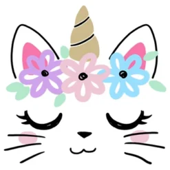 Girl's Lost Gods Kitty Unicorn With Flower Crown T-Shirt