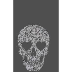 Junior's Lost Gods Lace Print Heart Skull Racerback Tank Top