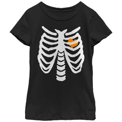 Girl's Lost Gods Halloween Skeleton Rib Cage Love T-Shirt 2 Girl's Lost Gods Halloween Skeleton Rib Cage Love T-Shirt - Image 2
