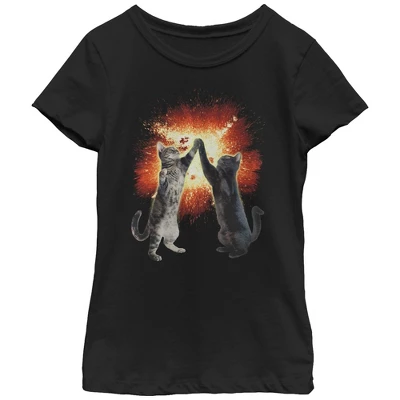 Girl's Lost Gods Cat High Five Explosion T-Shirt 5 Girl's Lost Gods Cat High Five Explosion T-Shirt - Image 5