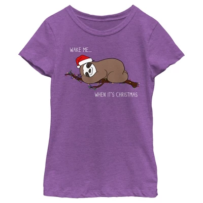 Girl's Lost Gods Christmas Wake Me Sloth T-Shirt 5 Girl's Lost Gods Christmas Wake Me Sloth T-Shirt - Image 5