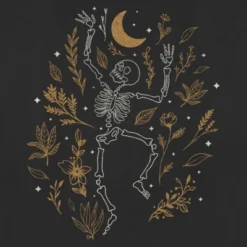 Women's Lost Gods Halloween Skeleton And Fall Leaves T-Shirt