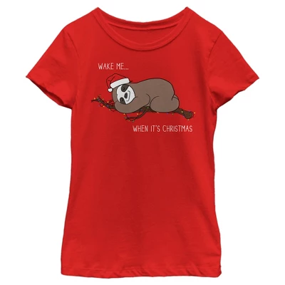 Girl's Lost Gods Christmas Wake Me Sloth T-Shirt 4 Girl's Lost Gods Christmas Wake Me Sloth T-Shirt - Image 4