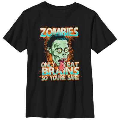 Boy's Lost Gods Halloween Zombies Eat Brains Cartoon T-Shirt 3 Boy's Lost Gods Halloween Zombies Eat Brains Cartoon T-Shirt - Image 3