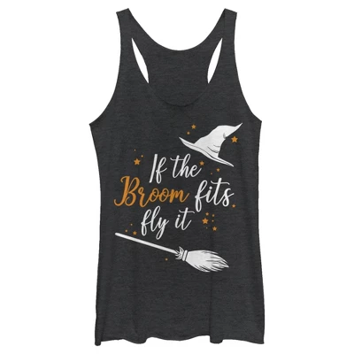 Women's Lost Gods Halloween If The Broom Fits Fly It Racerback Tank Top 3 Women's Lost Gods Halloween If The Broom Fits Fly It Racerback Tank Top - Image 3