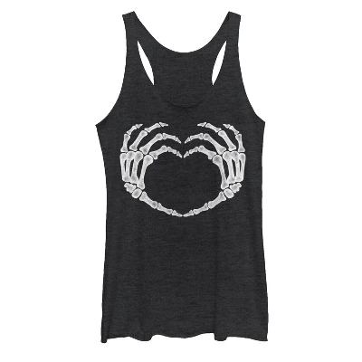 Women's Lost Gods Halloween Skeleton Heart Hands Racerback Tank Top 2 Women's Lost Gods Halloween Skeleton Heart Hands Racerback Tank Top - Image 2