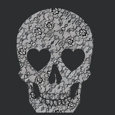 Junior's Lost Gods Halloween Lace Print Heart Skull T-Shirt 1 Junior's Lost Gods Halloween Lace Print Heart Skull T-Shirt