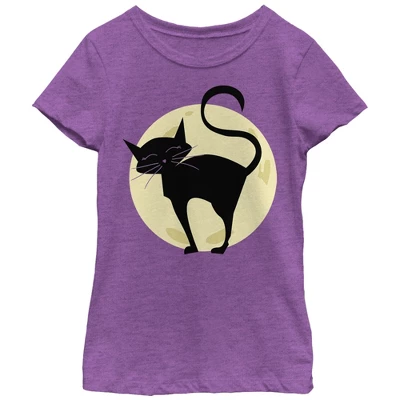 Girl's Lost Gods Halloween Cute Cat In Moon T-Shirt 3 Girl's Lost Gods Halloween Cute Cat In Moon T-Shirt - Image 3
