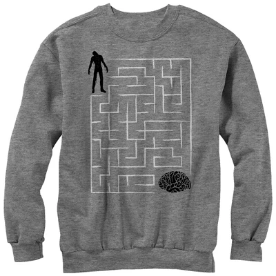 Men's Lost Gods Halloween Zombie Brain Teaser Maze Sweatshirt 2 Men's Lost Gods Halloween Zombie Brain Teaser Maze Sweatshirt - Image 2