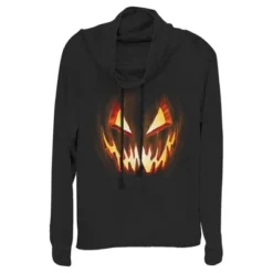 Junior's Lost Gods Evil Pumpkin Face Cowl Neck Sweatshirt -Wear for all Store GUEST c112cdd1 7c4b 4c9f 90bb 5a20ae1634bd
