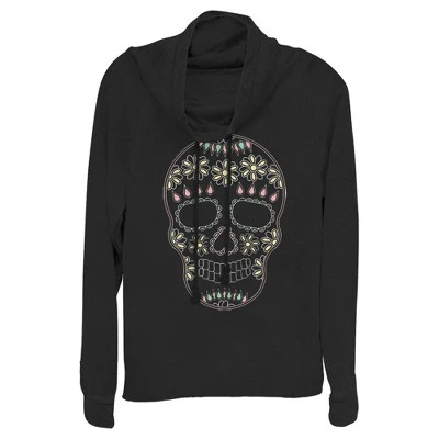 Junior's Lost Gods Halloween Sugar Skull Cowl Neck Sweatshirt 3 Junior's Lost Gods Halloween Sugar Skull Cowl Neck Sweatshirt - Image 3