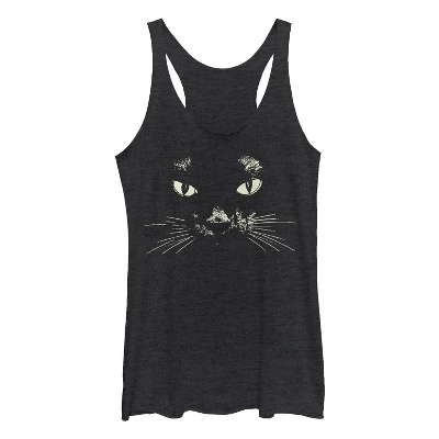 Women's Lost Gods Black Cat Face Racerback Tank Top 2 Women's Lost Gods Black Cat Face Racerback Tank Top - Image 2