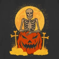 Women's Lost Gods Halloween Skeleton And Jack-O'-Lantern T-Shirt