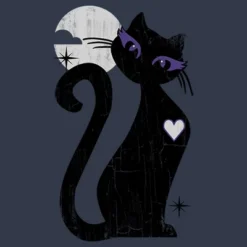 Junior's Lost Gods Halloween Full Moon Black Cat Heart Racerback Tank Top