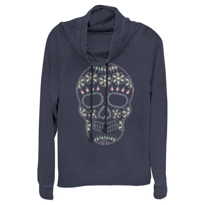 Junior's Lost Gods Halloween Sugar Skull Cowl Neck Sweatshirt 4 Junior's Lost Gods Halloween Sugar Skull Cowl Neck Sweatshirt - Image 4