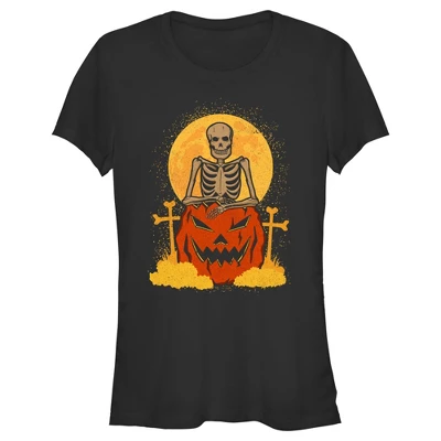 Junior's Lost Gods Halloween Skeleton And Jack-O'-Lantern T-Shirt 3 Junior's Lost Gods Halloween Skeleton And Jack-O'-Lantern T-Shirt - Image 3