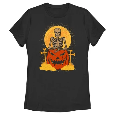 Women's Lost Gods Halloween Skeleton And Jack-O'-Lantern T-Shirt 3 Women's Lost Gods Halloween Skeleton And Jack-O'-Lantern T-Shirt - Image 3