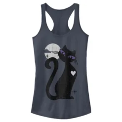 Junior's Lost Gods Halloween Full Moon Black Cat Heart Racerback Tank Top -Wear for all Store GUEST fce0a502 f5cc 40c7 ac0b ae96fe21a341