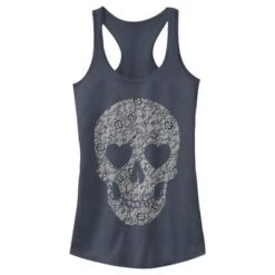 Junior's Lost Gods Lace Print Heart Skull Racerback Tank Top -Wear for all Store GUEST fe73df3f 21ec 4d7c acf7 ec1877d72542